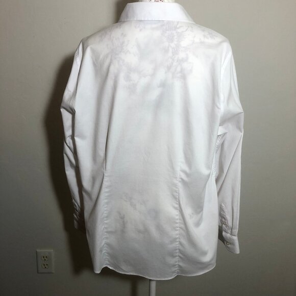 Lands’ End Outfitters White Button Down Shirt 18W Minimalist Classic Vintage Ins - Picture 10 of 12